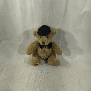Keel Toys Classic Tan Teddy Bear with Black Hat and Bow Tie 9 X 6 X 5